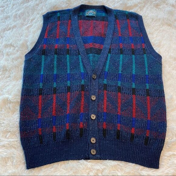 Jantzen Vintage Buttoned Knit Vest, Size Large - Picture 1 of 8